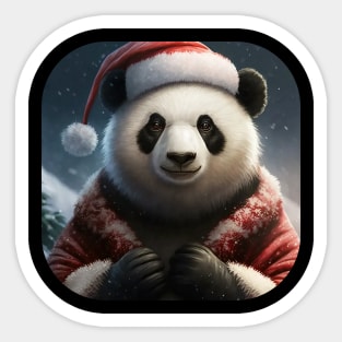 Christmas Panda with a Santa Hat Sticker